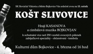 Košt slivovice - sobota 4.3.2017 od 16.00 Kulturní dům Bojkovice