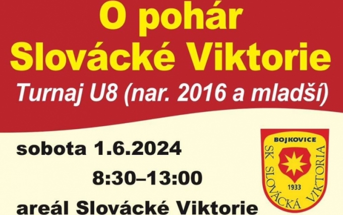 Turnaj kategorie U8 O pohár Slovácké Viktorky sobota 1.6. od 8:30 