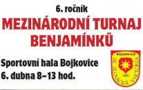 Mezinárodní hal. turnaj benjamínků - sobota 6.4. v 8.00 ve Sportovní hale ZŠ TGM v Bojkovicích