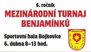 Mezinárodní hal. turnaj benjamínků - sobota 6.4. v 8.00 ve Sportovní hale ZŠ TGM v Bojkovicích