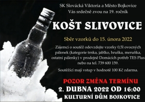 Košt slivovice bude 2. dubna!