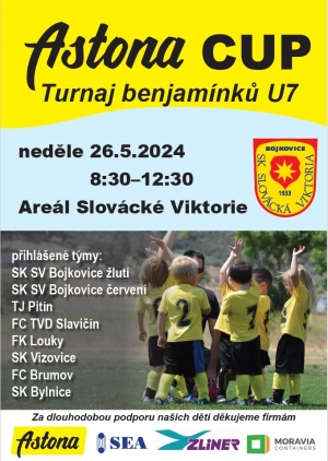 ASTONA CUP - velký turnaj benjamínků neděle 26.5. od 8:30